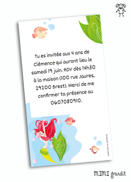 Invitation Virtuelle Anniversaire Sirene Carte A Gratter Numerique Enfant Fille
