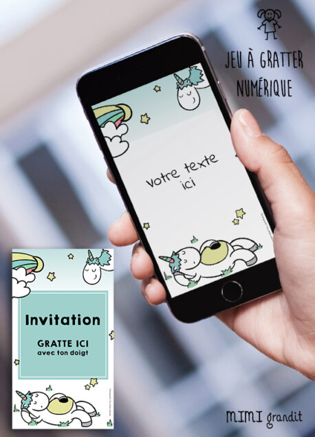 Invitation Anniversaire Licorne Carte A Gratter Numerique Virtuelle Enfant