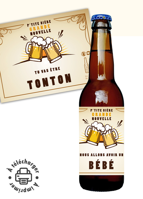 Annonce Grossesse Bière à Imprimer Étiquette PDF