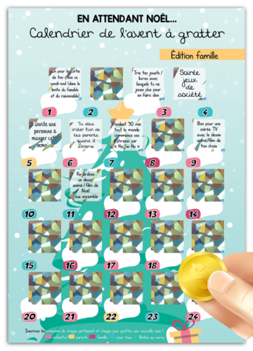 calendrier de l'avent à gratter famille