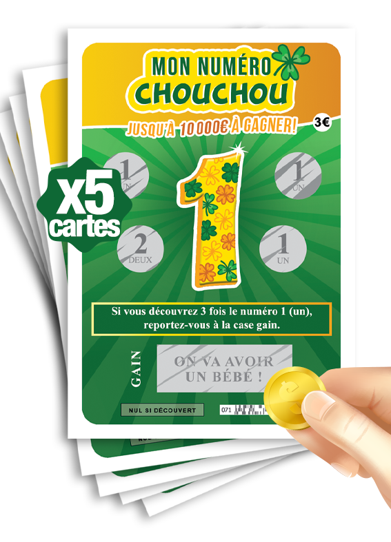 Carte à gratter annonce grossesse originale Numéro chouchou