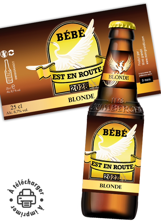 annonce grossesse étiquette bière à imprimer chez soi