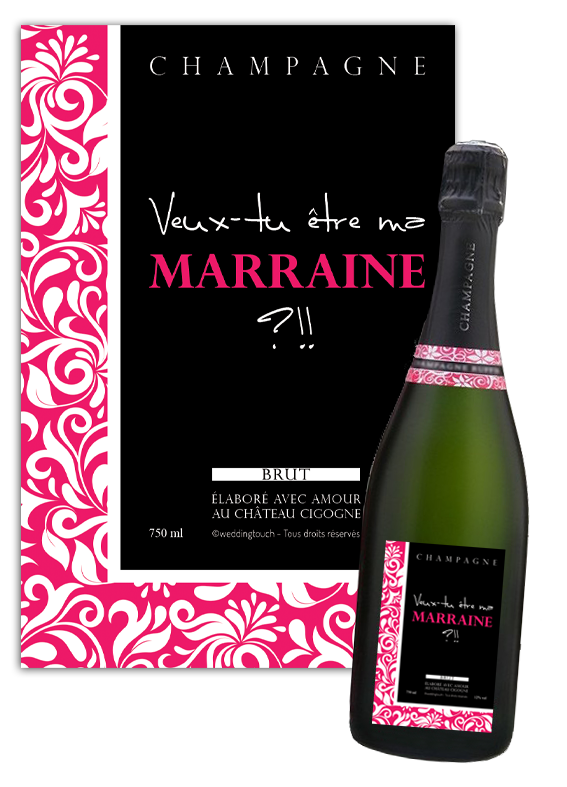 Étiquette champagne demande marraine
