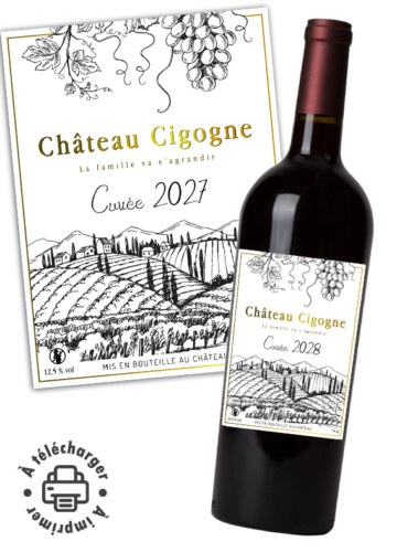 étiquette vin annonce de grossesse à imprimer