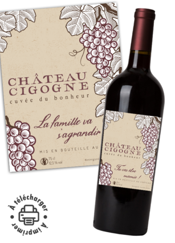 Annonce grossesse vin Château Cigogne à imprimer