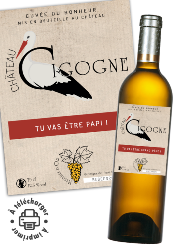 Bouteille de vin avec une annonce grossesse étiquette vin pour un cadeau original