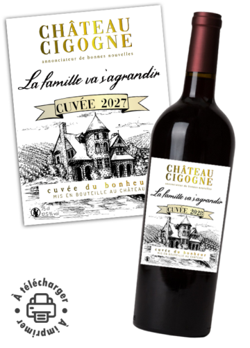 annonce grossesse étiquette vin année de naissance