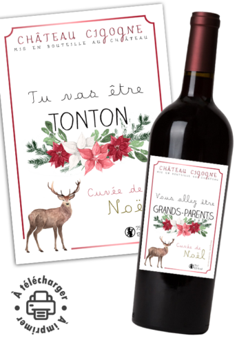annonce grossesse noël étiquette vin fichier à imprimer