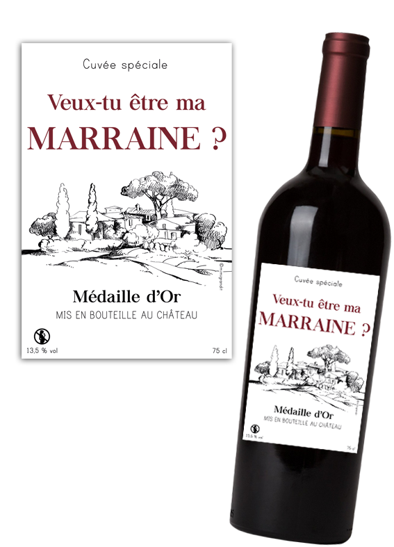 demande marraine étiquette vin rouge