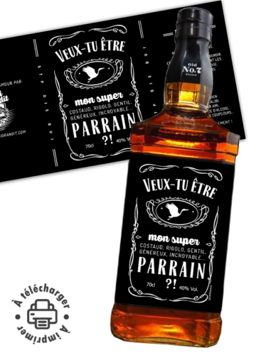 demande parrain étiquette bouteille whisky jack daniels a imprimer