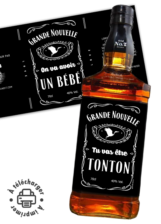 annonce de grossesse à télécharger et à imprimer pour bouteille de jack daniels