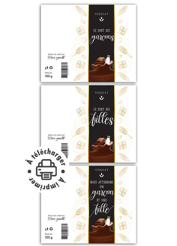 Étiquette chocolat pour une annonce jumeaux ou jumelles à télécharger. Étiquette chocolat pour une annonce jumeaux ou jumelles à télécharger.