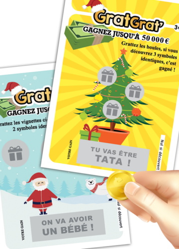 carte à gratter papier annonce grossesse Noël