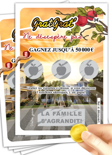 Lot de 5 cartes à gratter annonce grossesse série Gratgrat ne désespère pas.