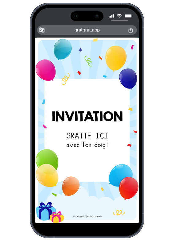invitation-anniversaire-enfant-sur-telephone-ballons-cadeaux