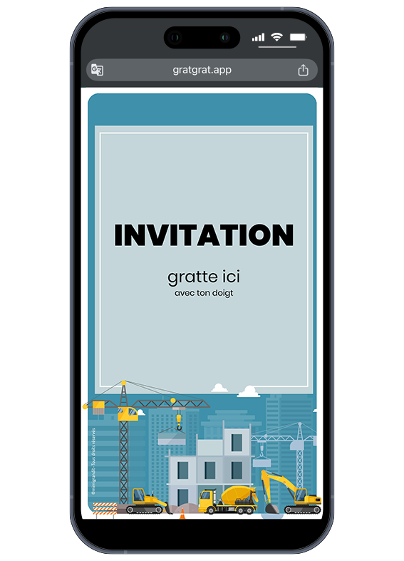 invitation-anniversaire-sur-telephone-chantier-grue-pelleteuse invitation-anniversaire-sur-telephone-chantier-grue-pelleteuse