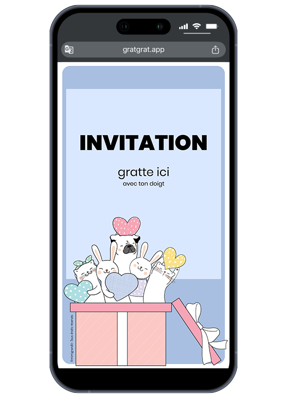 invitation-anniversaire-sur-telephone-cute-animaux-chat-lapin-chien