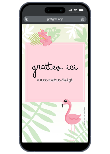 carte-a-gratter-personnalisable-flamant-rose-tropical-ete