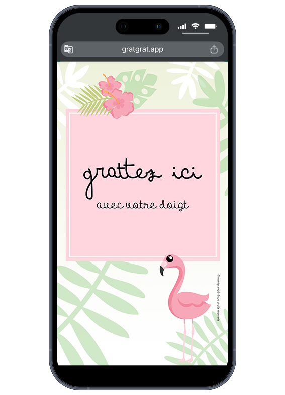 carte-a-gratter-personnalisable-flamant-rose-tropical-ete