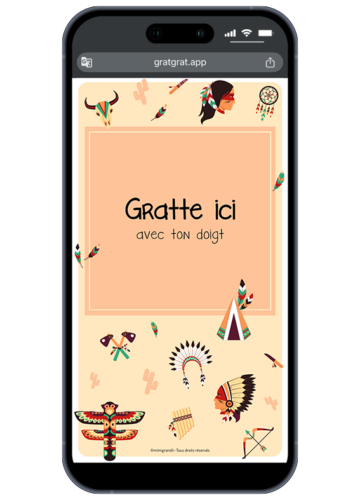 invitation-anniversaire-indien-carte-a-gratter-telephone-tipi-renard