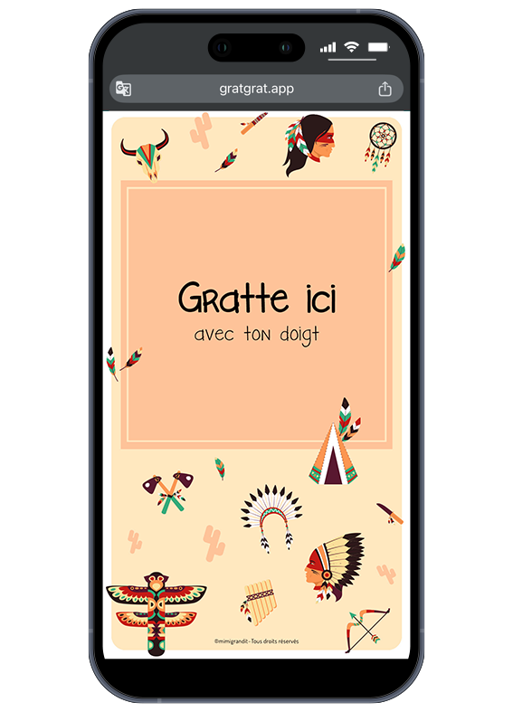 invitation-anniversaire-indien-carte-a-gratter-telephone-tipi-renard