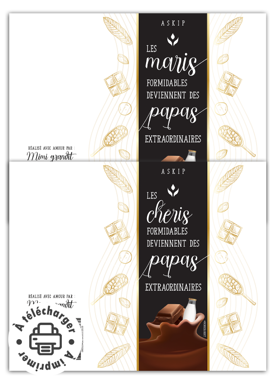 Tablette de chocolat avec l'annonce grossesse étiquette chocolat "Papa extraordinaire".