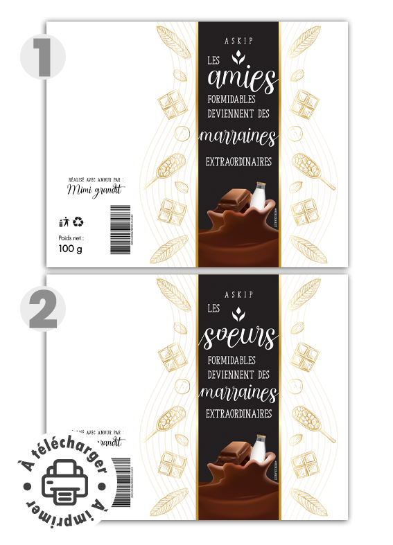 Étiquette chocolat pour une demande marraine originale à télécharger. Étiquette chocolat pour une demande marraine originale à télécharger.