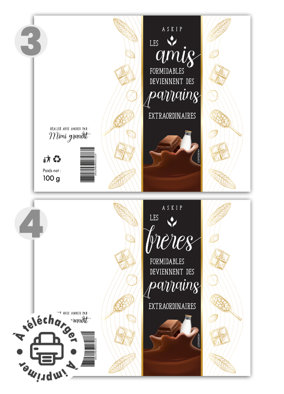Étiquette chocolat pour une demande parrain originale à télécharger. Étiquette chocolat pour une demande parrain originale à télécharger.