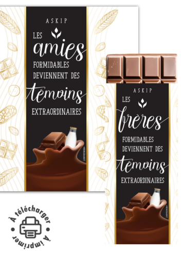 Demande témoin étiquette chocolat à imprimer modèles amies et sœurs.