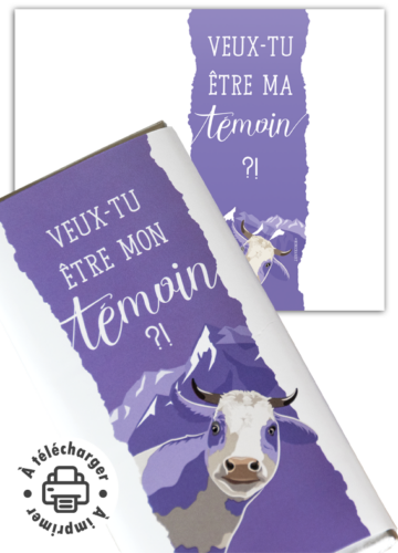 Demande témoin étiquette chocolat à imprimer message "Veux-tu être mon témoin".
