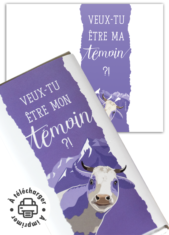 Demande témoin étiquette chocolat à imprimer message "Veux-tu être mon témoin".