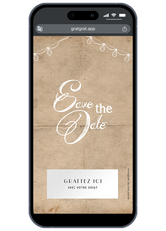 save-the-date-numerique-retro-fond-papier-kraft-ampoules-guinguette