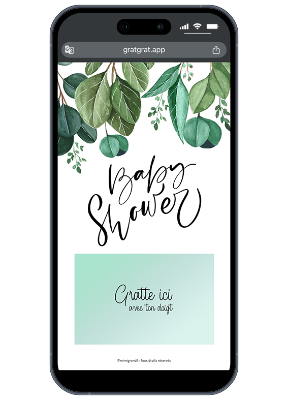 invitation-babyshower-virtuelle-telephone-feuillage-nature-eucalyptus