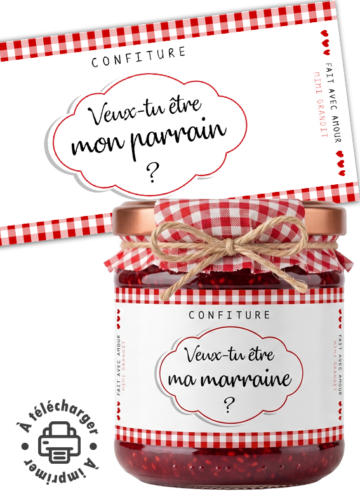 étiquette confiture demande parrain marraine fichier à télécharger à imprimer