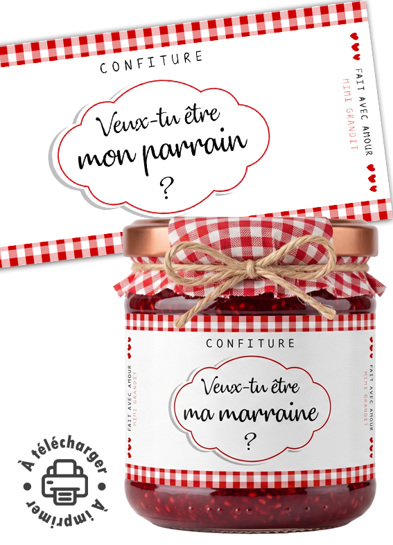 étiquette confiture demande parrain marraine fichier à télécharger à imprimer