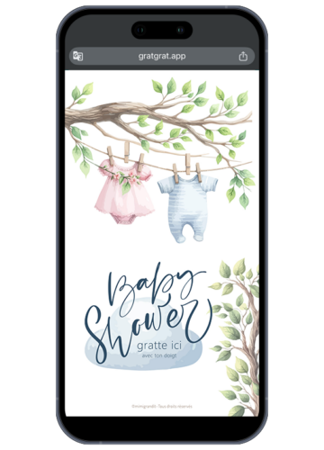 Faire part numerique baby shower original aquarelle arbre vetements bebe