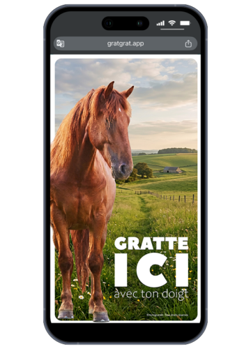 Invitation anniversaire cheval numérique à gratter personnalisable sur téléphone