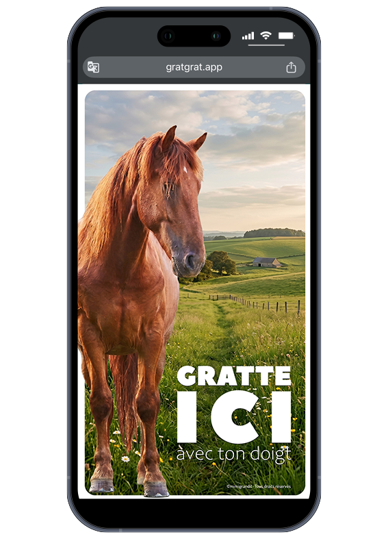 Une invitation anniversaire interactive sur le thème du cheval à personnaliser et envoyer par téléphone. Invitation anniversaire cheval numérique à gratter personnalisable sur téléphone