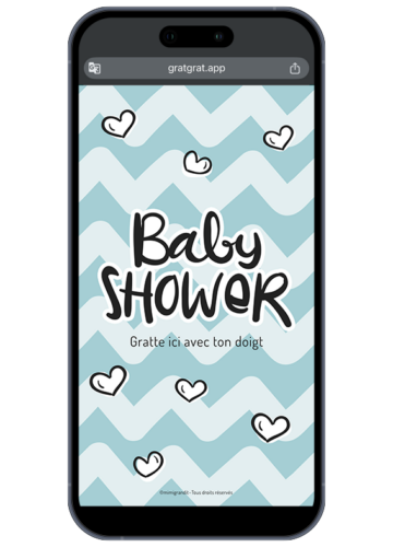 Invitation virtuelle baby shower garcon carte a gratter bleu turquoise