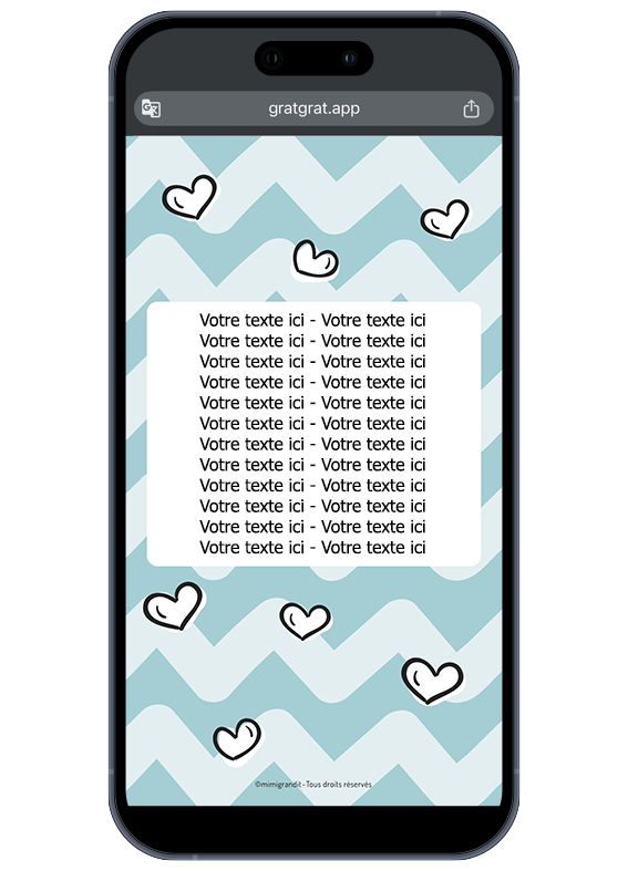 Rendu de la zone transparente après grattage du faire-part bleu Interface de personnalisation en ligne faire part bebe a gratter numerique