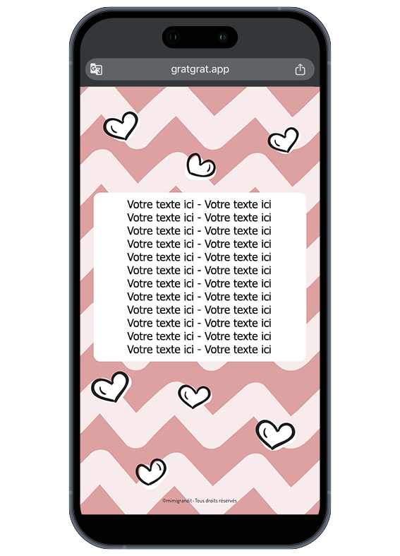 Zone transparente centrale prête à accueillir le texte de l'événement Rendu texte personnalisable faire part de naissance et baby shower en ligne