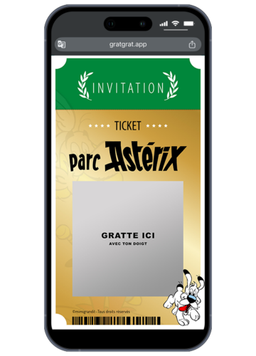 carte à gratter numérique ticket invitation Parc Astérix