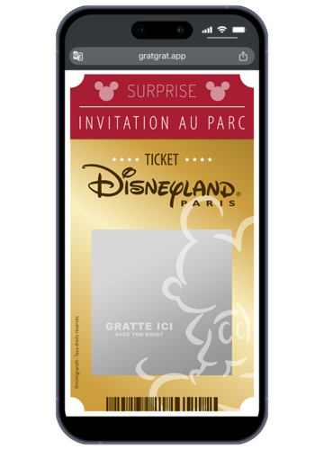 carte à gratter numérique ticket or invitation Disneyland Paris