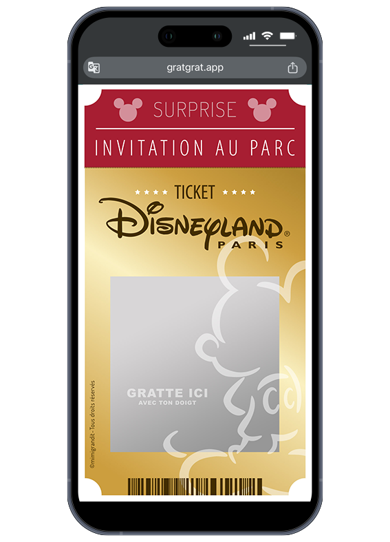 carte à gratter numérique ticket or invitation Disneyland Paris