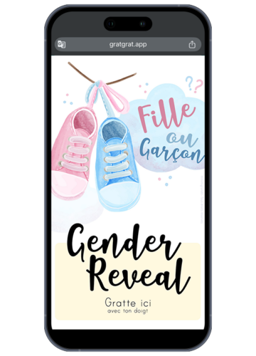 save the date gender reveal à gratter numérique aquarelle rose et bleu