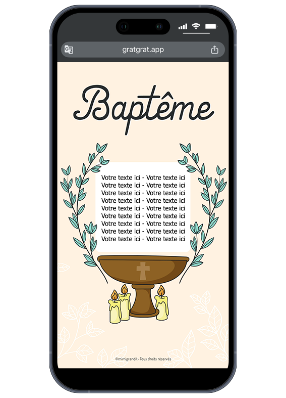 Les invités découvrent les détails de la cérémonie en grattant la carte. Invitation baptême personnalisée avec texte révélé après grattage