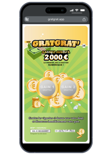 Jeu tactile pour smartphone annonce grossesse GratGrat avec pastille Grattez ici.