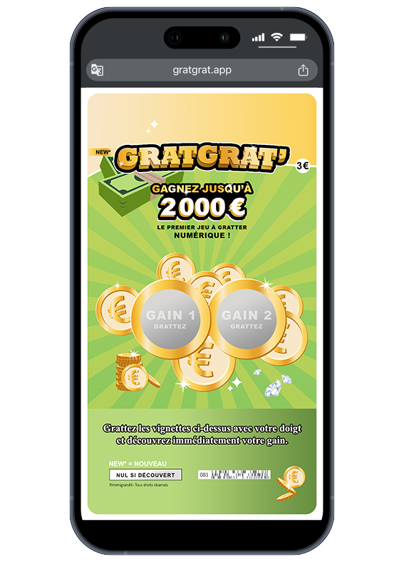 Jeu tactile pour smartphone annonce grossesse GratGrat avec pastille Grattez ici.