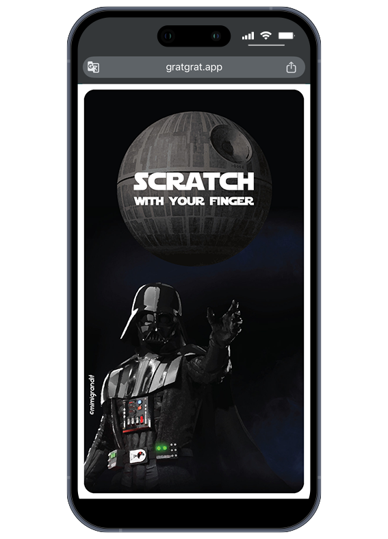 Phone screenshot of digital scratch layer before revealing English pregnancy announcement.