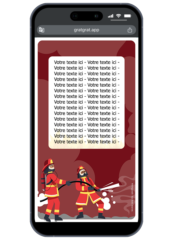 Vue de la carte une fois grattée, prête à révéler votre texte personnalisé. Gabarit vierge pour invitation anniversaire pompier numérique avec espace blanc pour texte personnalisé.